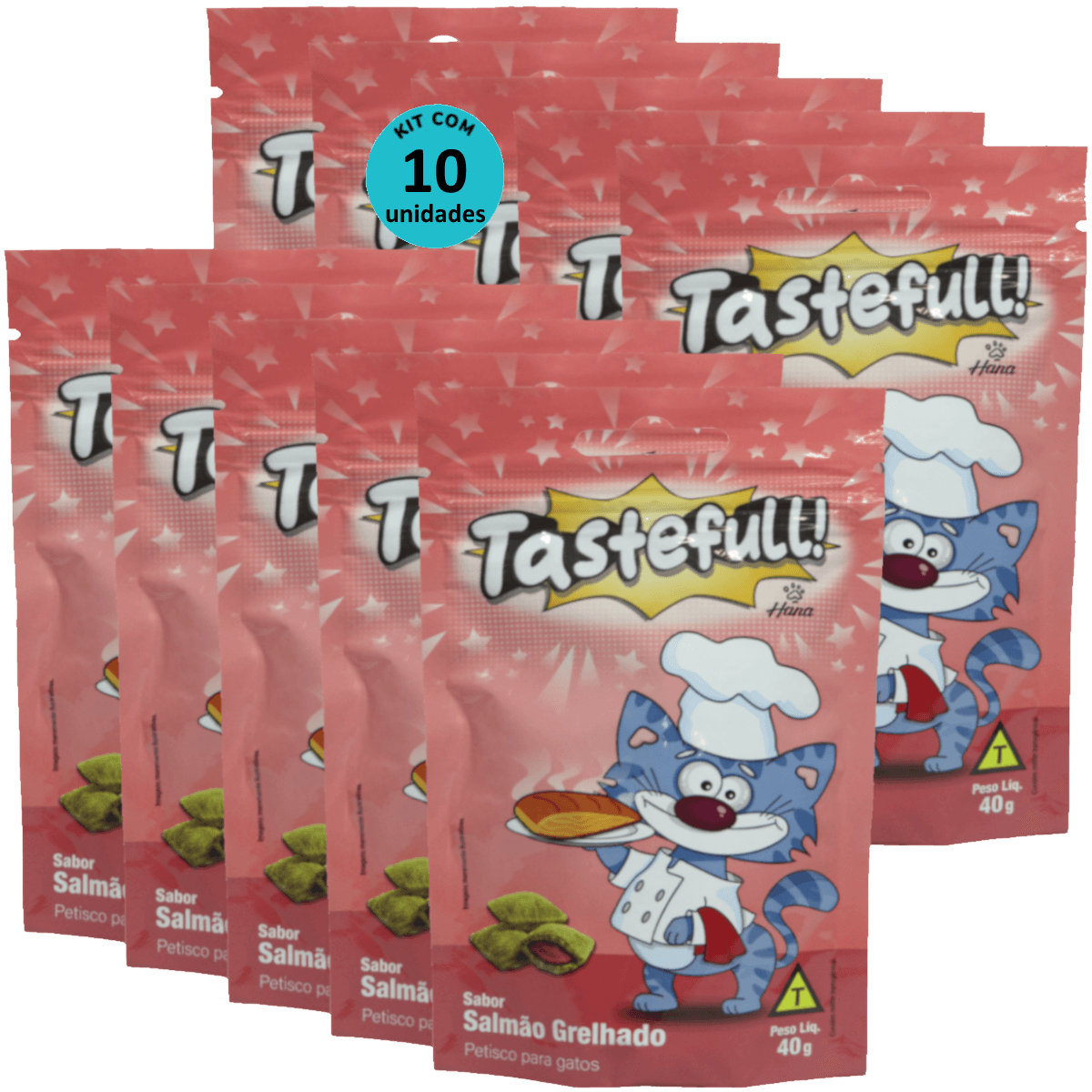 Hana Tastefull Nuggets Para Gatos Salmão Grelhado 40g Kit 10 un