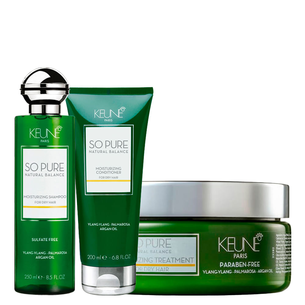 Kit Keune So Pure Moisturizing - Shampoo 250 ml + Condicionador 200 ml + Máscara Capilar Intensiva 200 ml