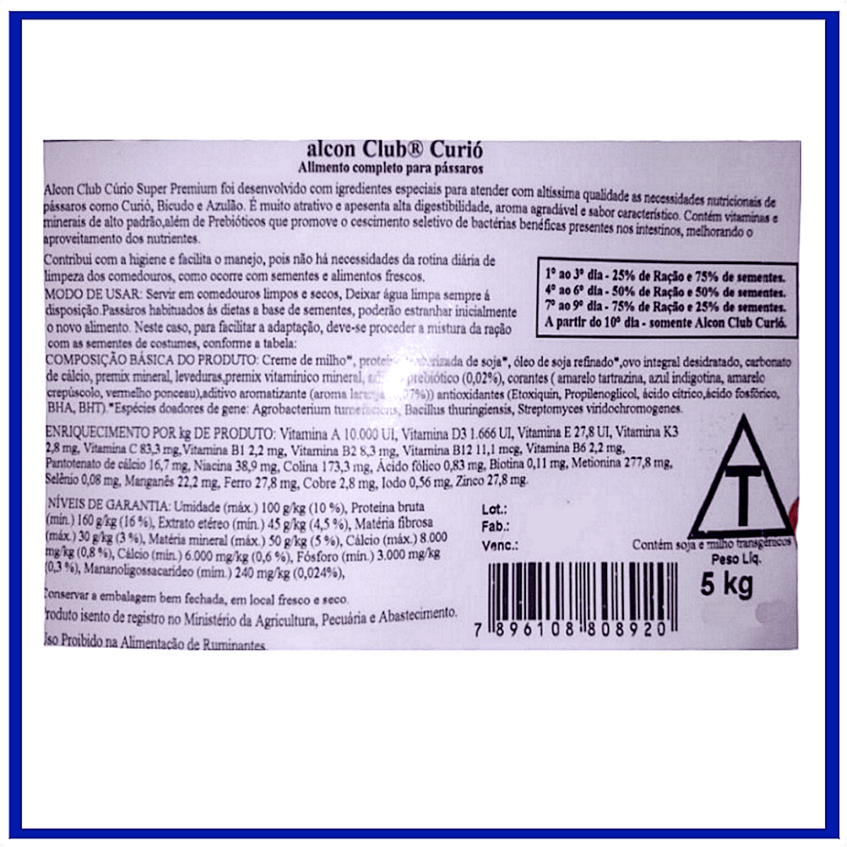 Alcon Club Curió Bicudo Azulão 5kg Kit Com 3 Unidades
