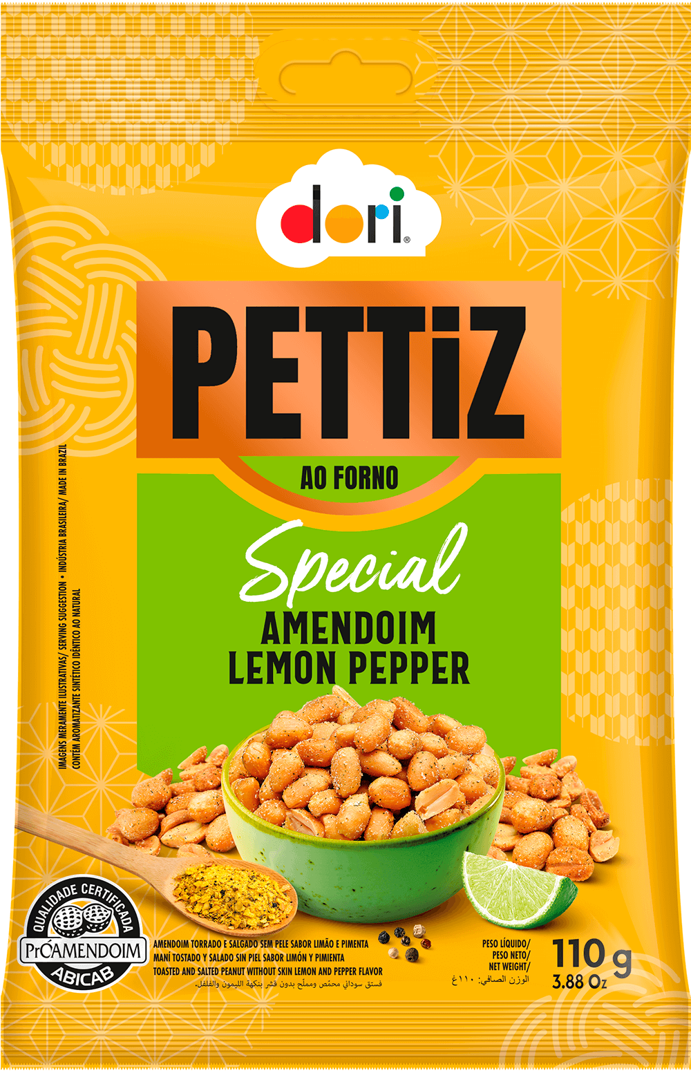 Amendoim Torrado Pettiz Special Salgado s/ Pele Lemon Pepper 110g