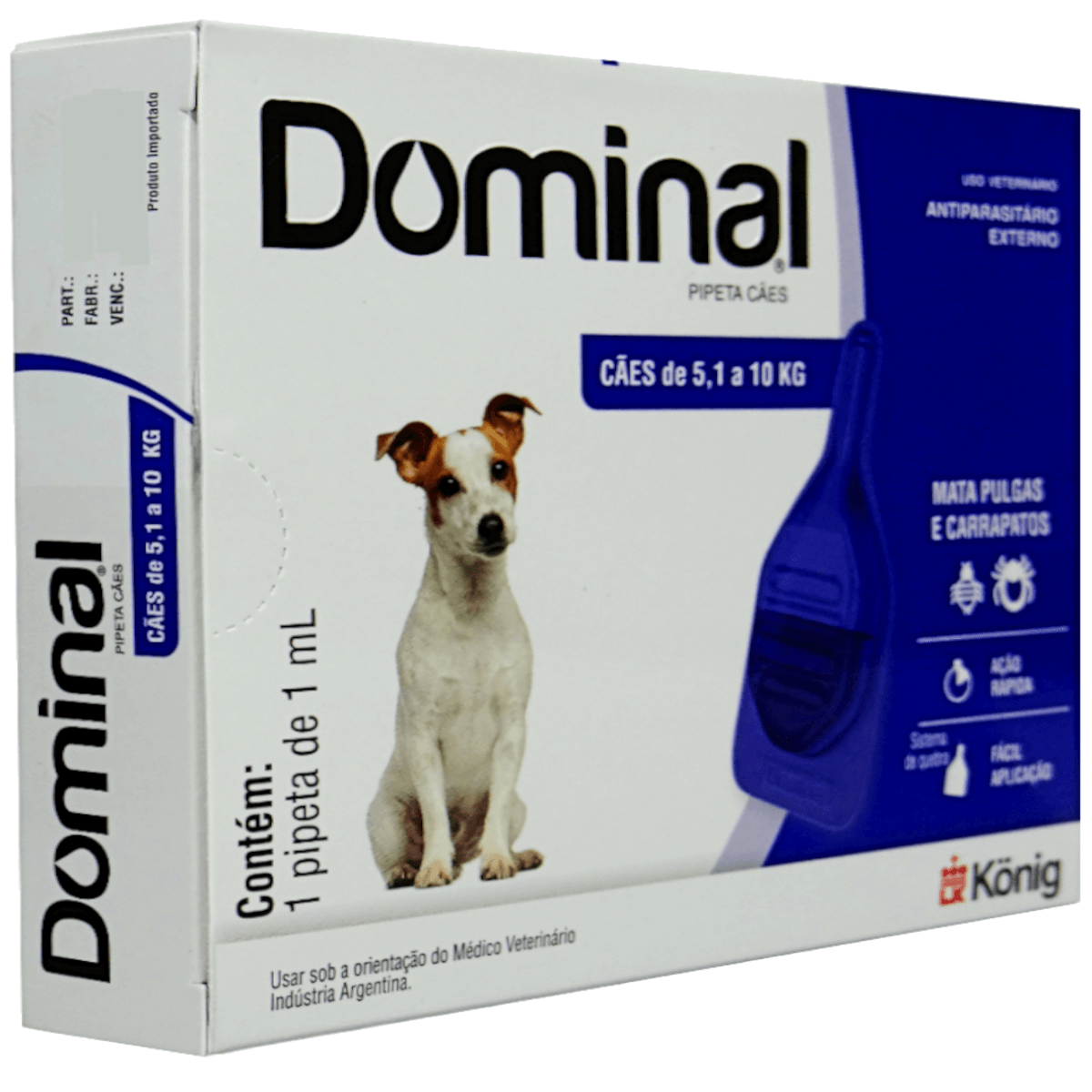 DOMINAL PIPETA PARA CÃES 5,1 A 10KG 1ML AZUL