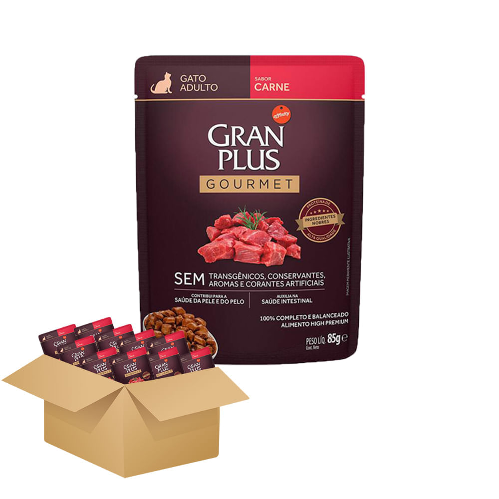 Ração Úmida Gran Plus Gourmet Gatos Adultos Carne Sachê