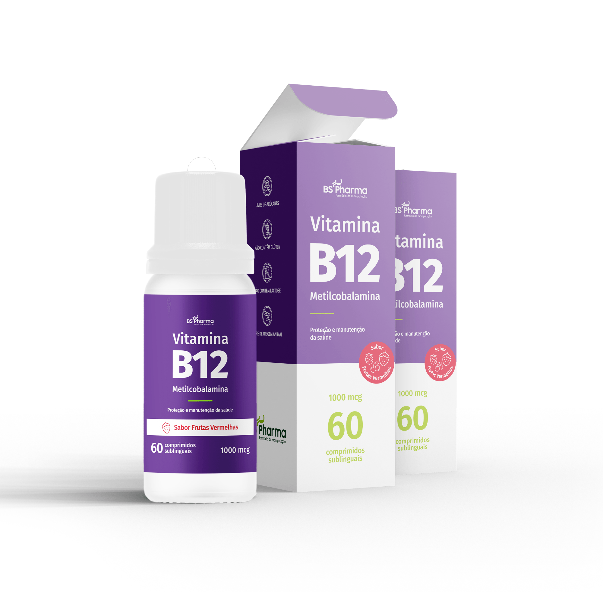 Vitamina B12 Metilcobalamina 1000 mcg  Sublingual 60 Comprimidos BS Pharma