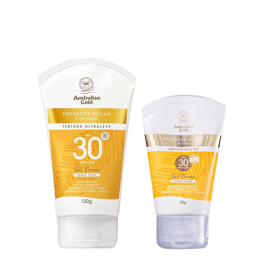 Kit Australian Gold - Protetor Solar Corporal Fps 30 120g + Protetor Solar Facial Matte Fps 30 50g