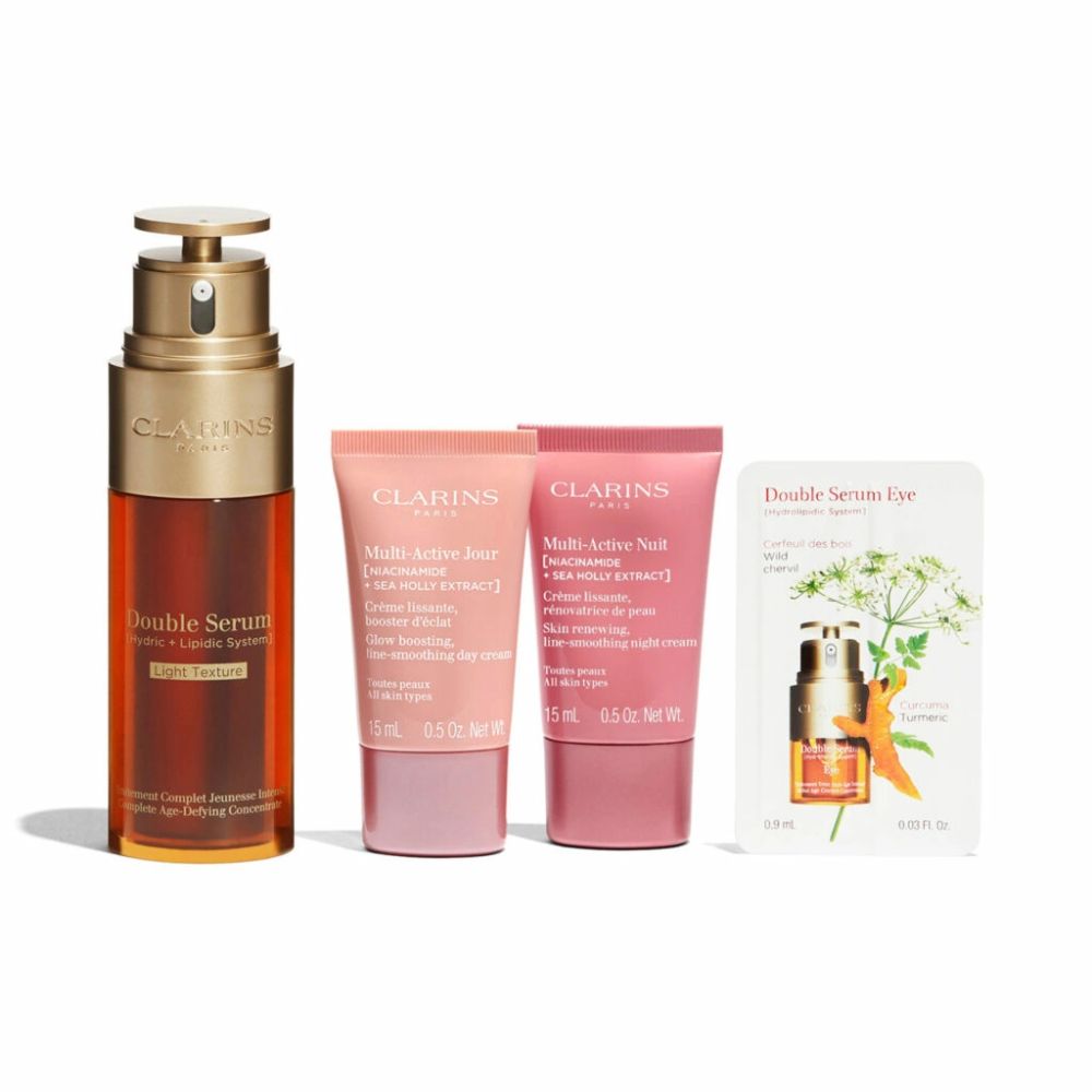 Clarins Double Serum Light 50ml + Creme Diurno 15ml + Creme Noturno 15ml + Amostra 0.9ml