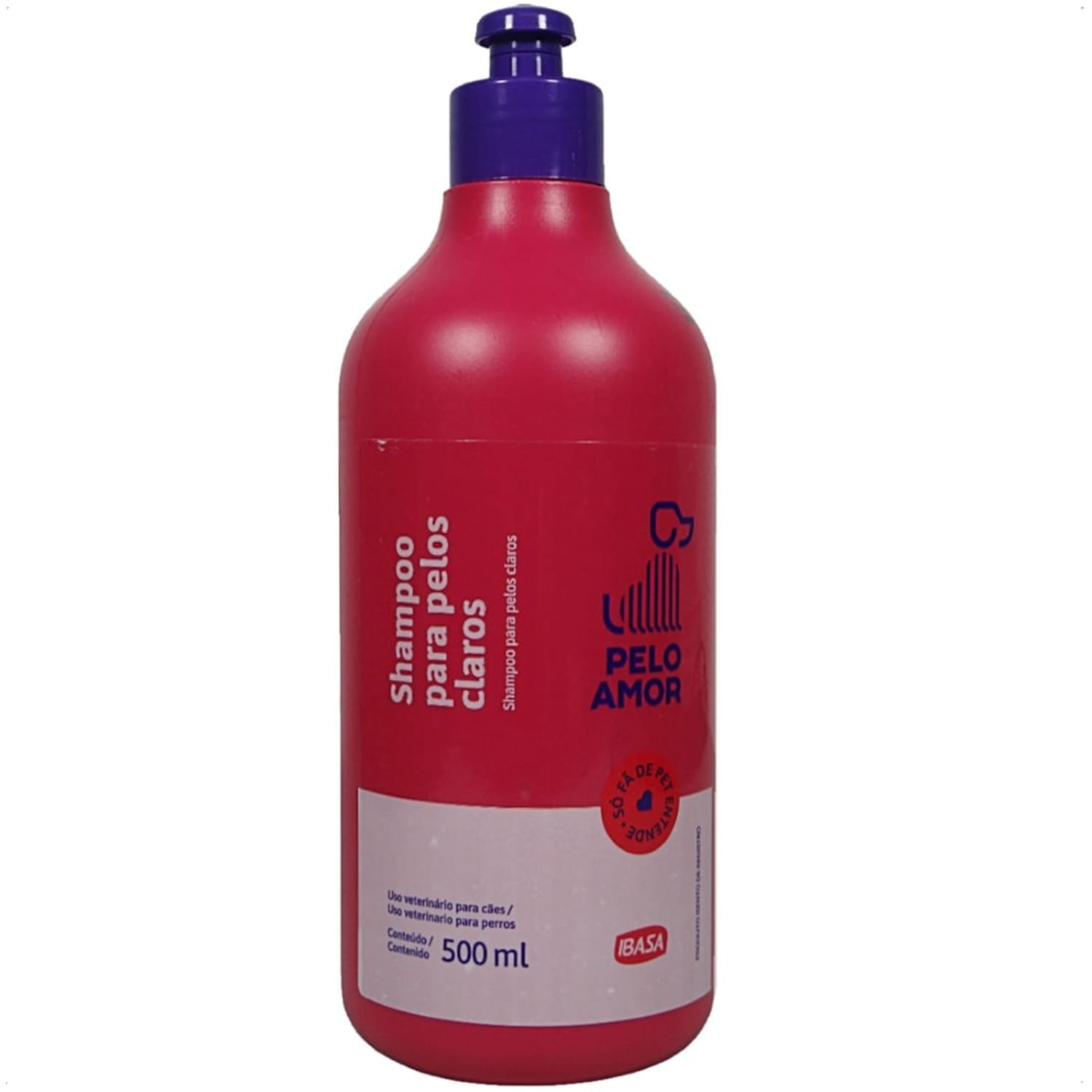 SHAMPOO PARA CÃES PELOS CLAROS 500ML PELO AMOR IBASA
