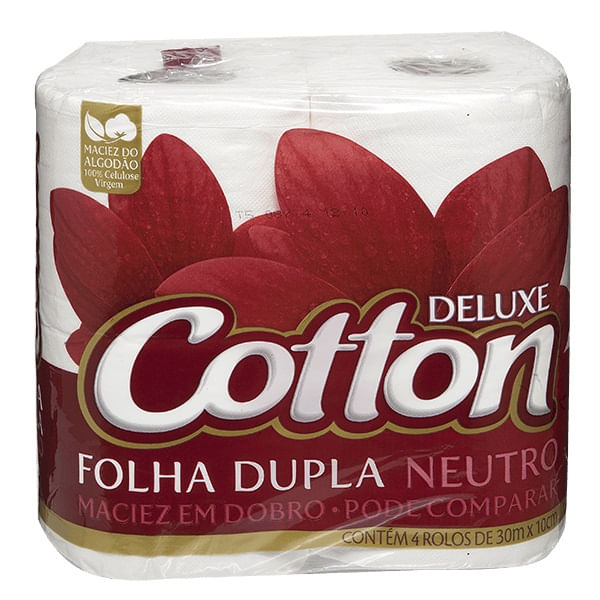 Papel Higienico Cotton Luxe Folha Dupla 30M Neutro C/4