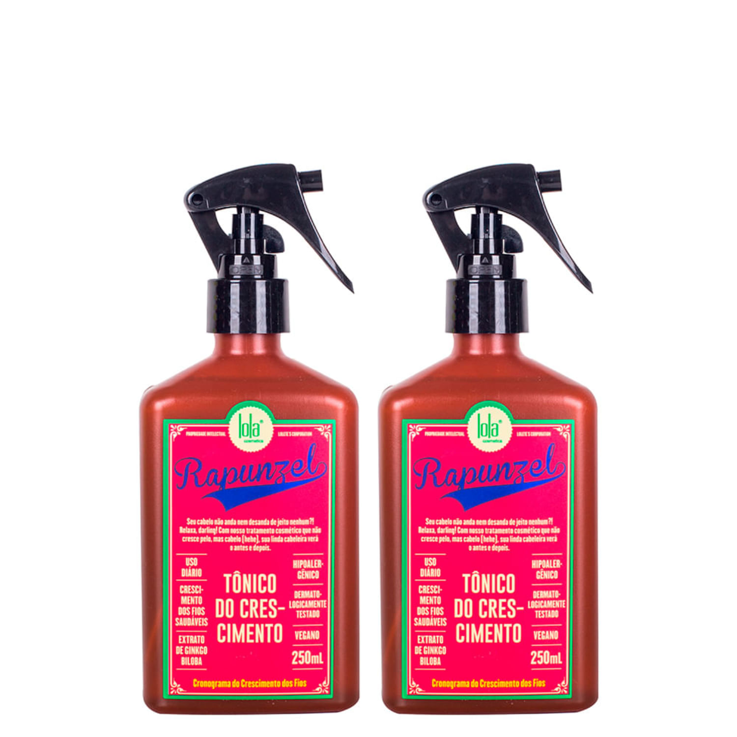 Kit Lola Cosmetics Rapunzel - Tônico Capilar de Crescimento 250ml - 2 Unidades