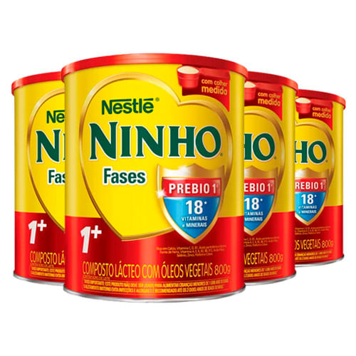 Kit 4 Composto Lácteo Nestlé Ninho Fases 1+ Lata 800g