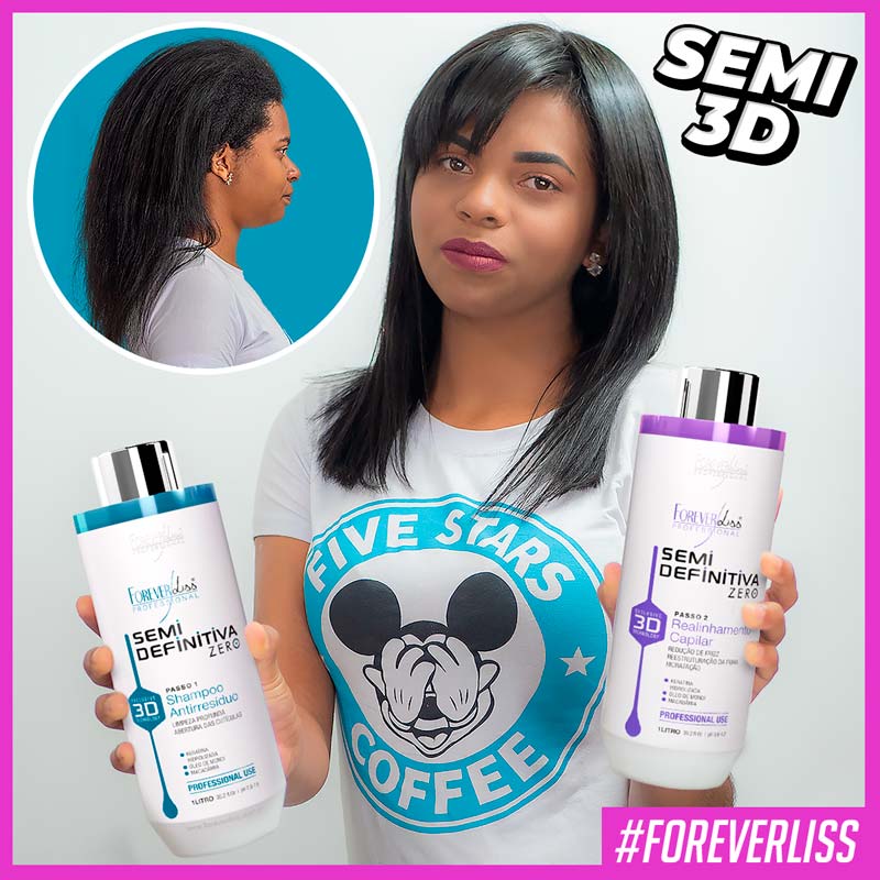 Encontraproduto.com.br - Kit Escova Semi Definitiva Zero 2x1Litro com Blindagem Capilar Forever Liss