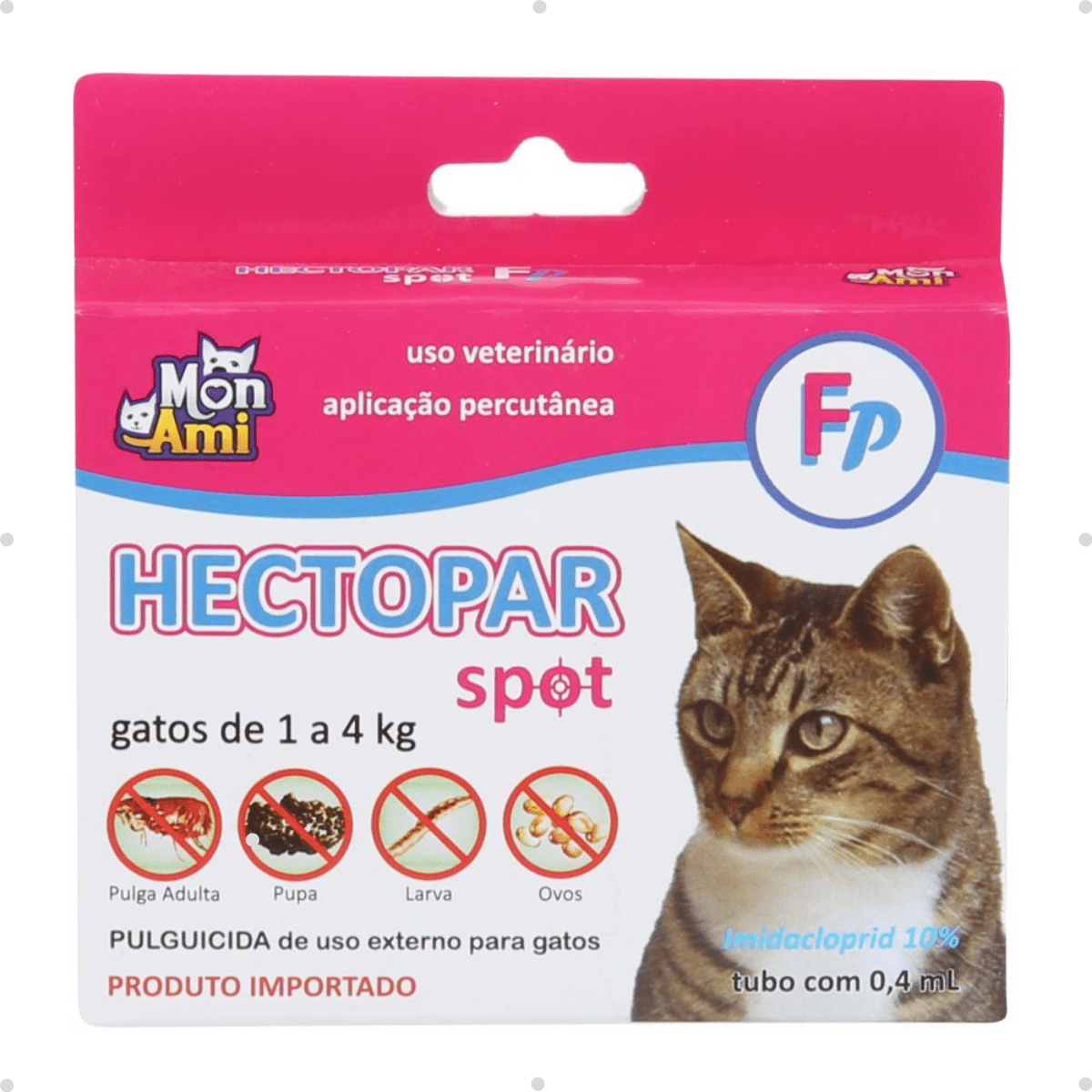 Kit 6 Antipulgas Hectopar Mon Ami 0,4ml - Gatos de 1 a 4kg
