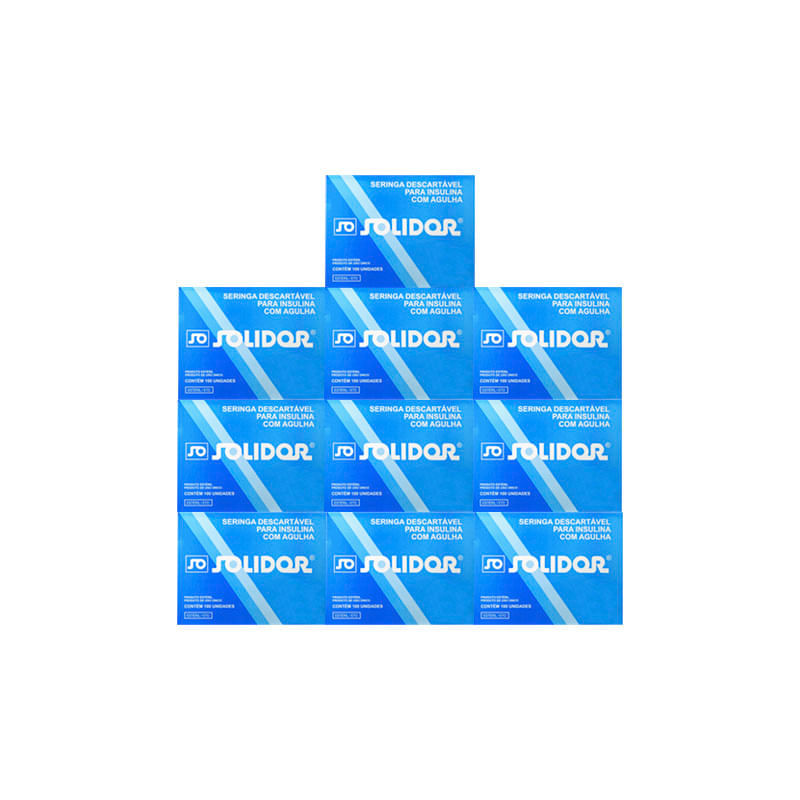 Seringa de Insulina 1 ml com Agulha 8 x 0,30mm Solidor - Promoção 10 CX COM 100 UNID