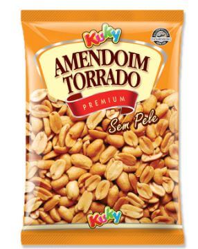 Amendoim Torrado Sem Pele Com Sal = Caixa 50un. De 20g Kuky
